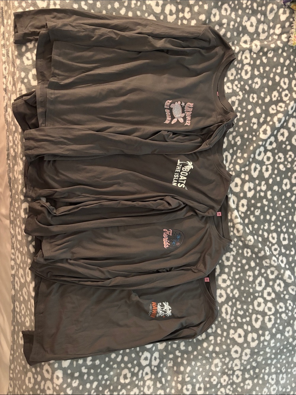 Set of 4 Brown Graphic Long Sleeve Tees